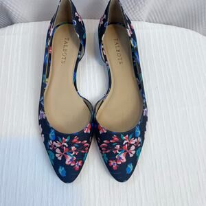 TALBOTS‎ Indigo Edison Floral Botanical D'Orsay Flat Shoes Size 9M (475clo)